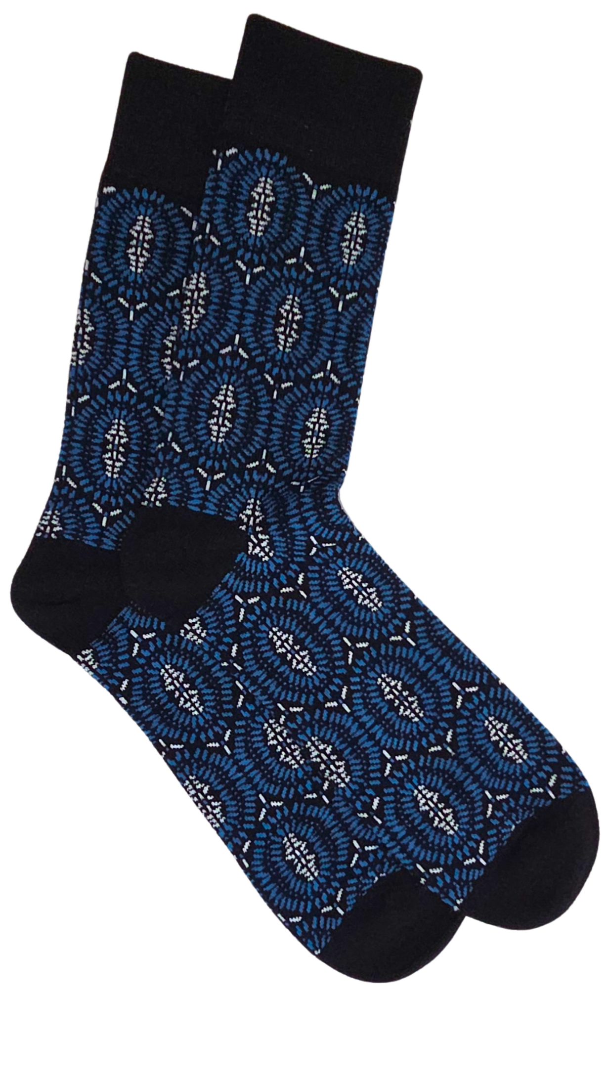 Chaussettes style ethnique motif tribal bleu et noir