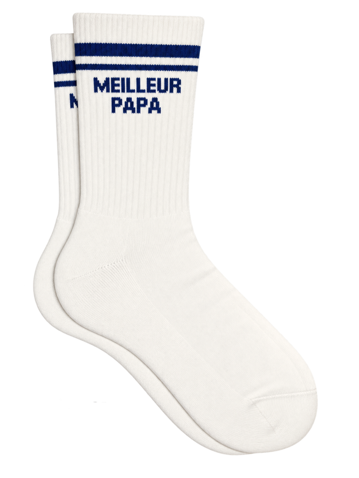 Chaussette homme - message 'MEILLEUR PAPA' marine sur fond écru