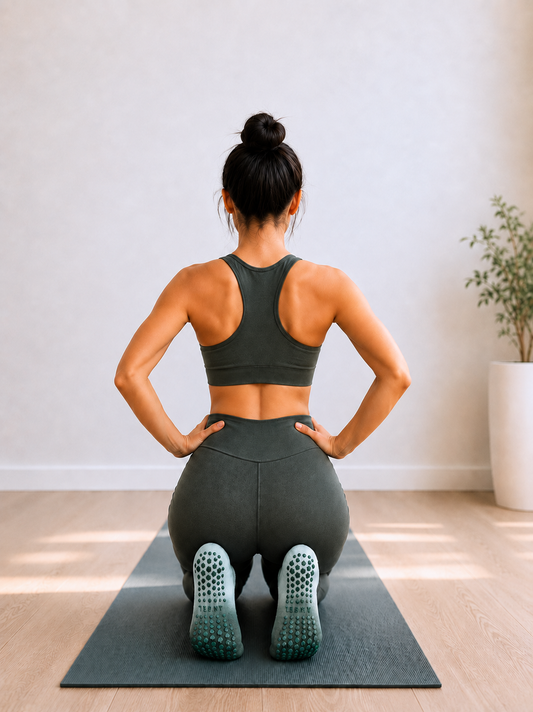 Chaussettes antidérapantes Pilates et yoga blanc et vert dégradé