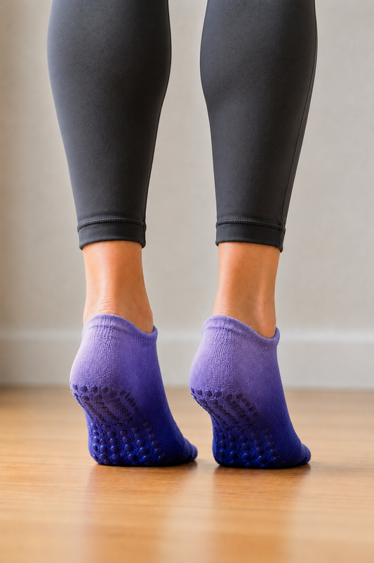 Chaussettes antidérapantes Pilates et yoga Violet nuance foncé