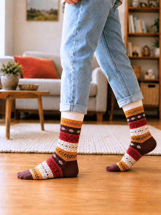 Chaussettes style ethnique motif tribal multicolore
