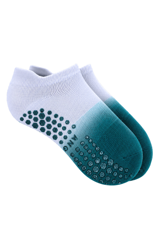 Chaussettes antidérapantes Pilates et yoga blanc et vert dégradé