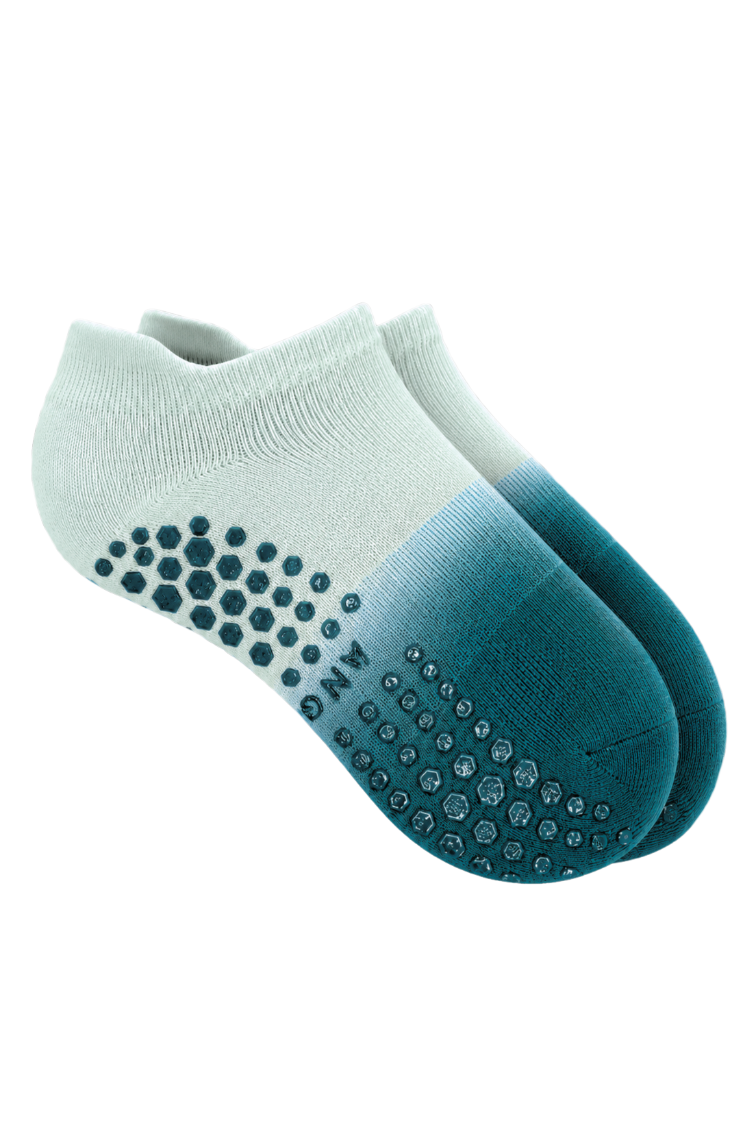 Chaussettes antidérapantes Pilates et yoga blanc et vert dégradé