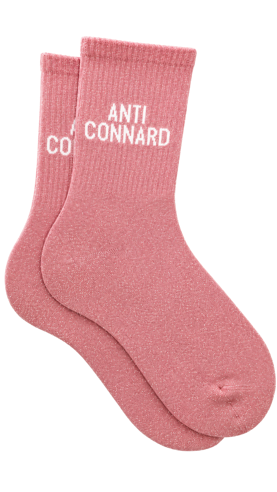 Chaussettes à paillettes avec message "Anti connard" couleur rose