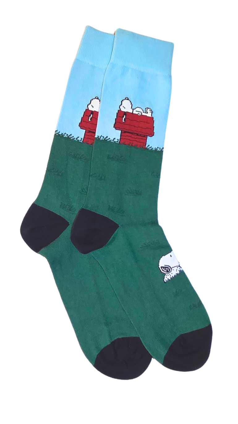 Chaussettes Snoopy allongé sur sa niche