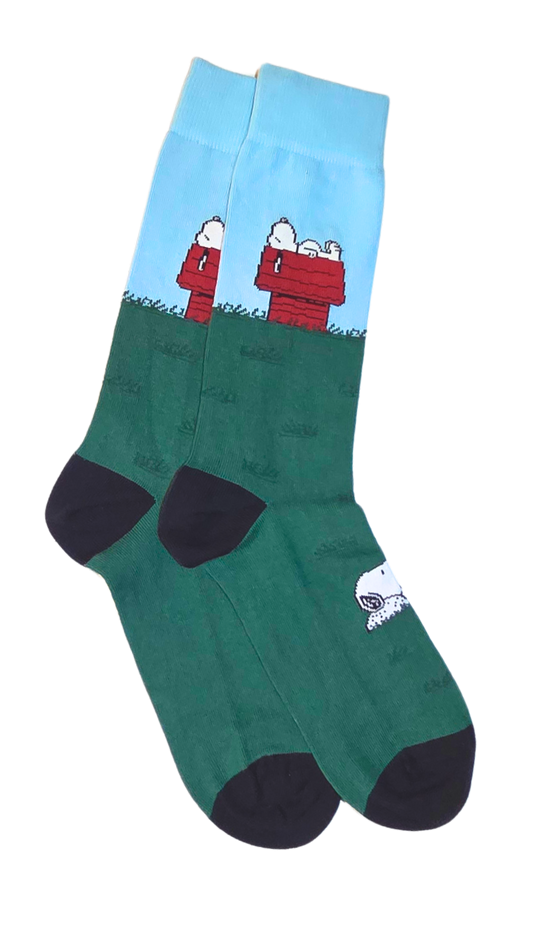 Chaussettes Snoopy allongé sur sa niche