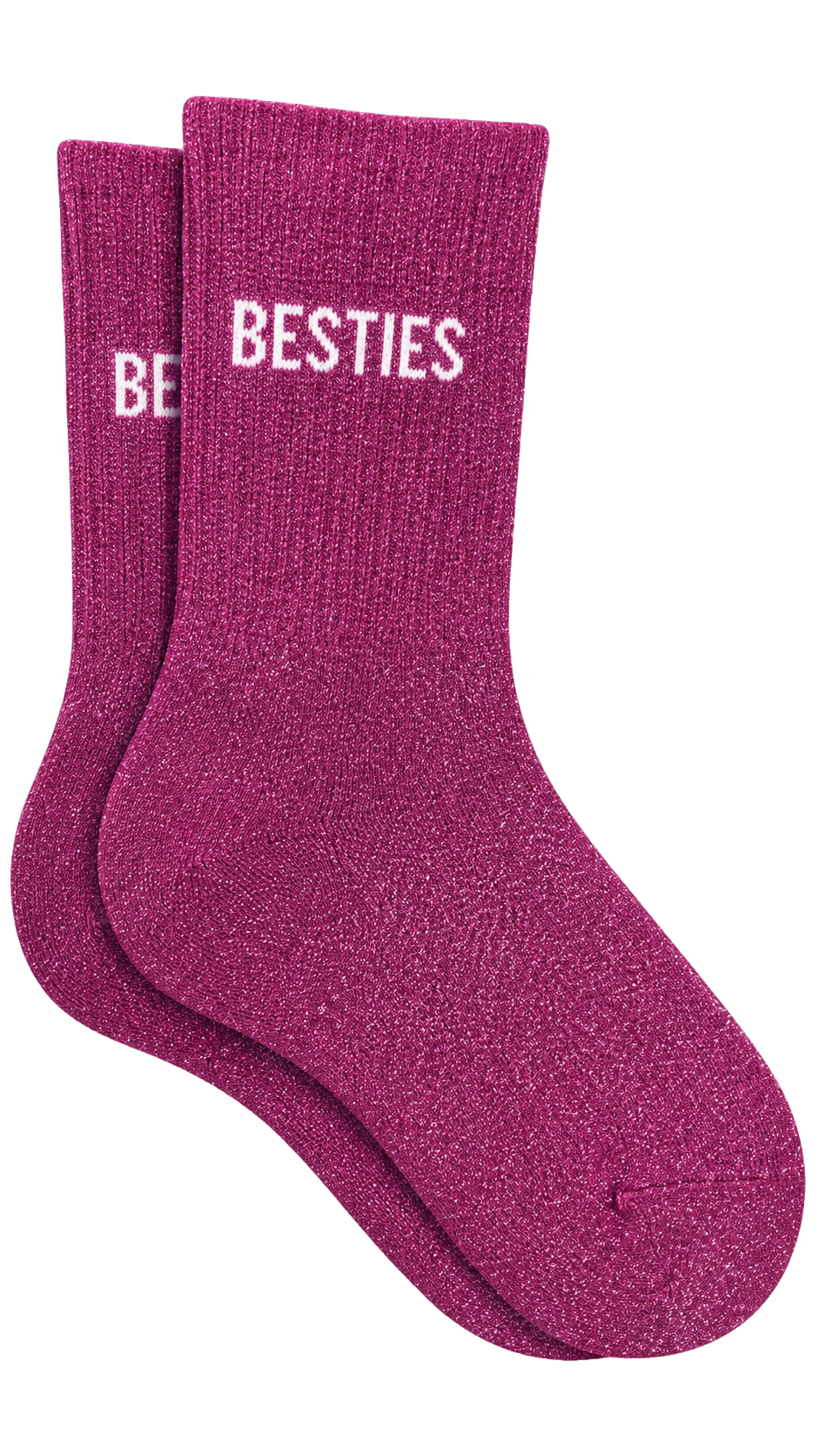 Chaussette à paillettes avec message "Besties" - fuschia