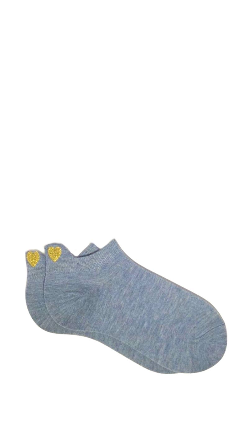 Socquettes bleu et cœur jaune sur languette