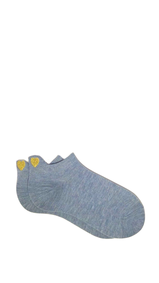 Socquettes bleu et cœur jaune sur languette