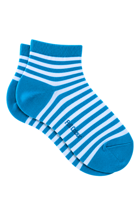 Socquettes à rayures marinières bleu méditerranée