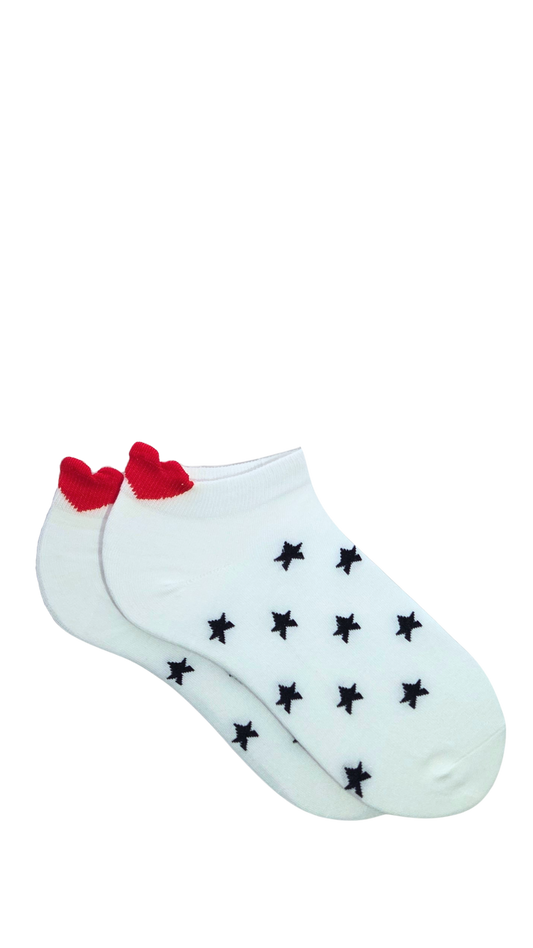 Socquettes avec étoiles bleues et cœur rouge sur languette