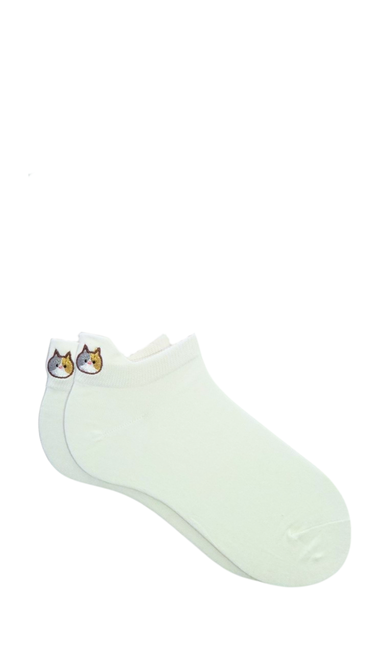 Socquettes à languette blanc - chat