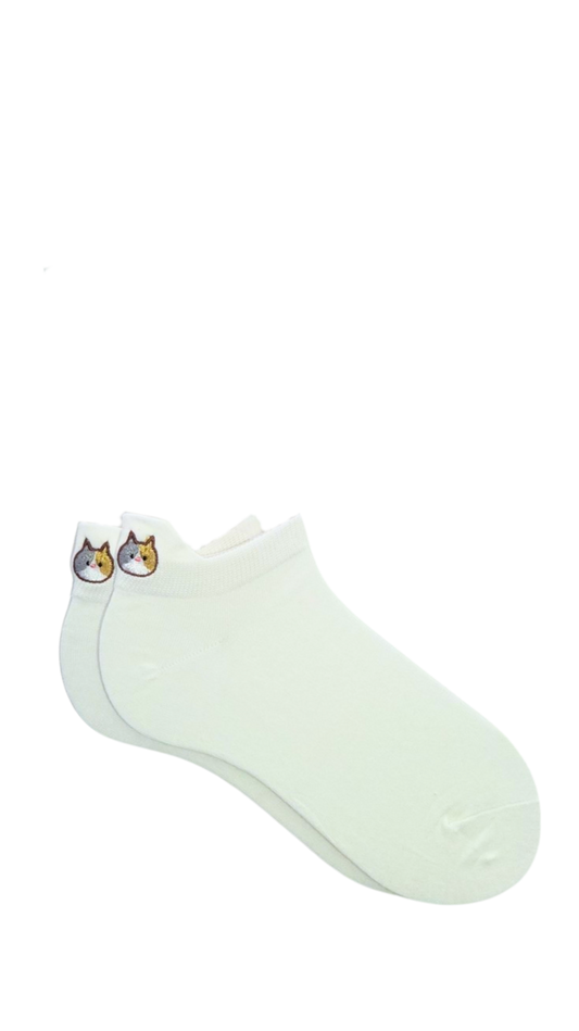 Socquettes à languette blanc - chat