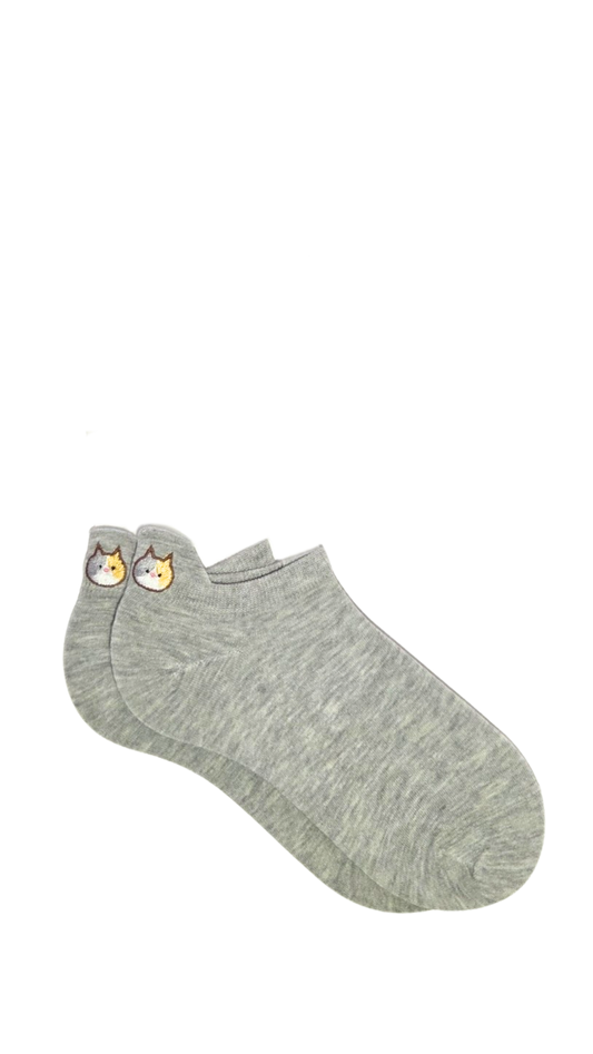 Socquettes à languette gris - chat