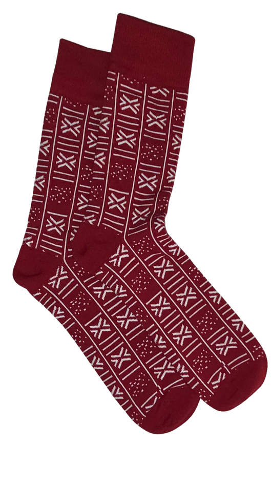 Chaussettes tribales rouge et blanc style ethnique