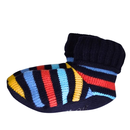 Chaussons montants bottillons à rayures multicolores