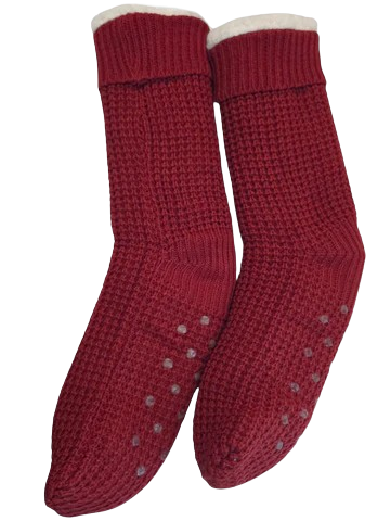 Chaussons chaussettes rouge bordeaux