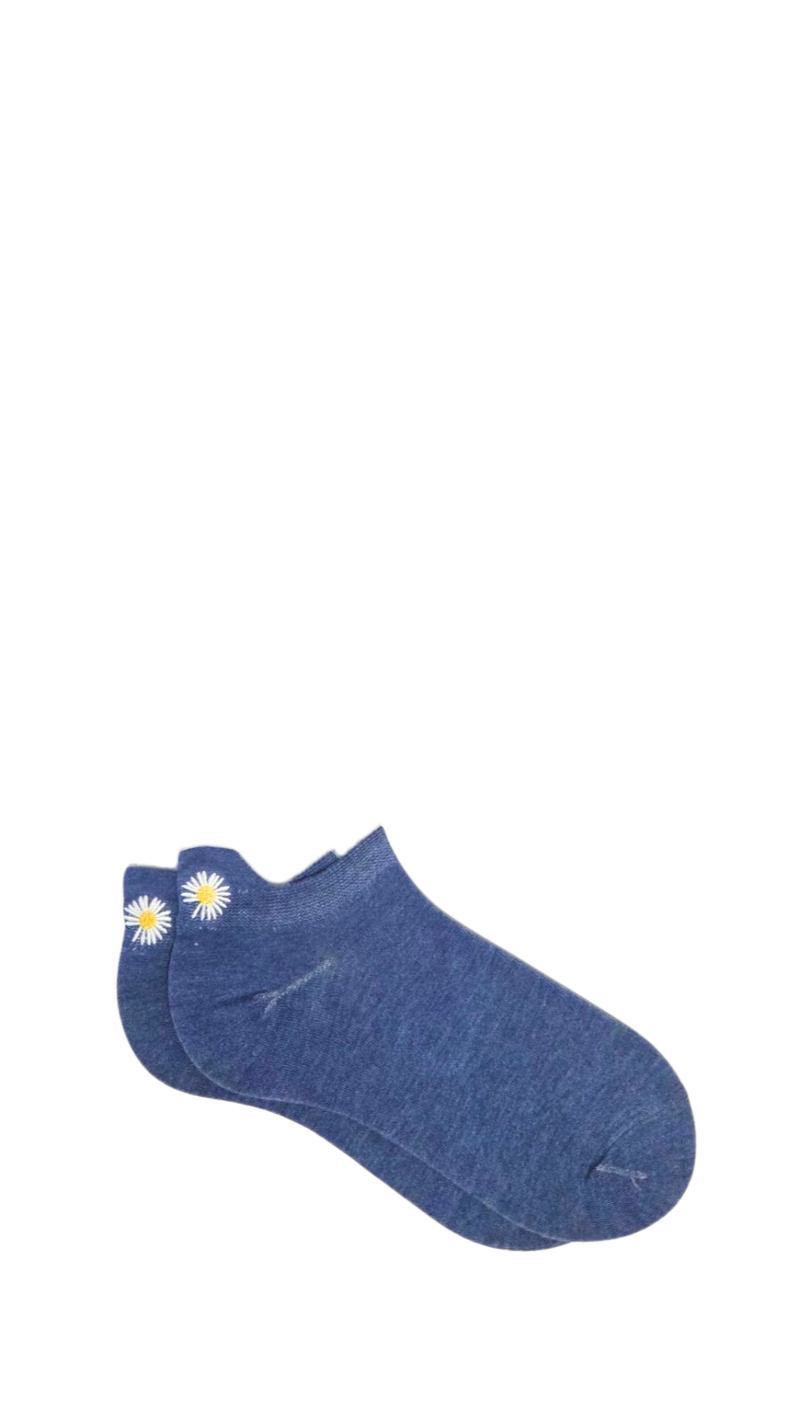Socquettes à languette fleur - bleu