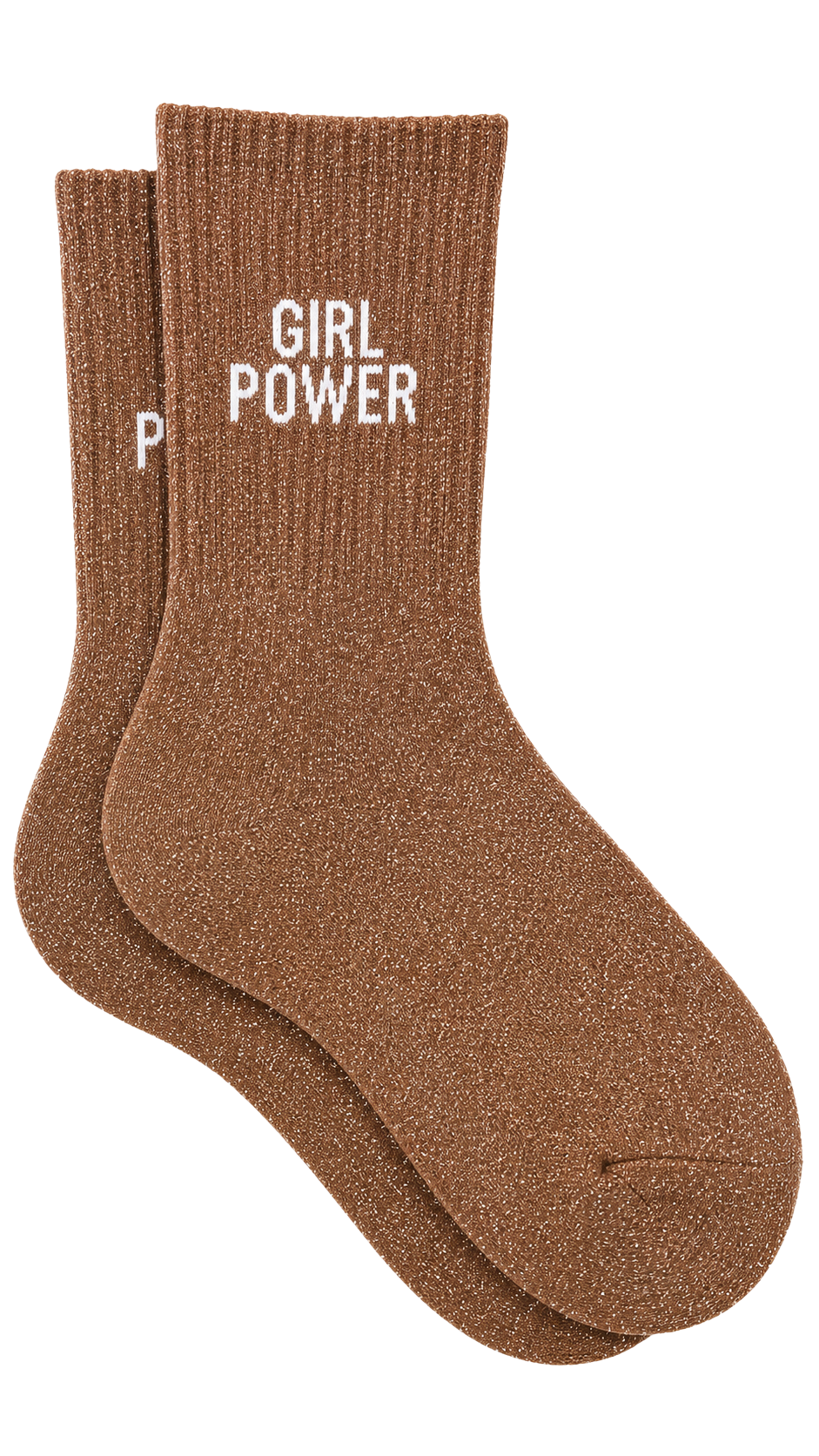 Chaussettes à paillettes avec message "Girl power" couleur rose gold