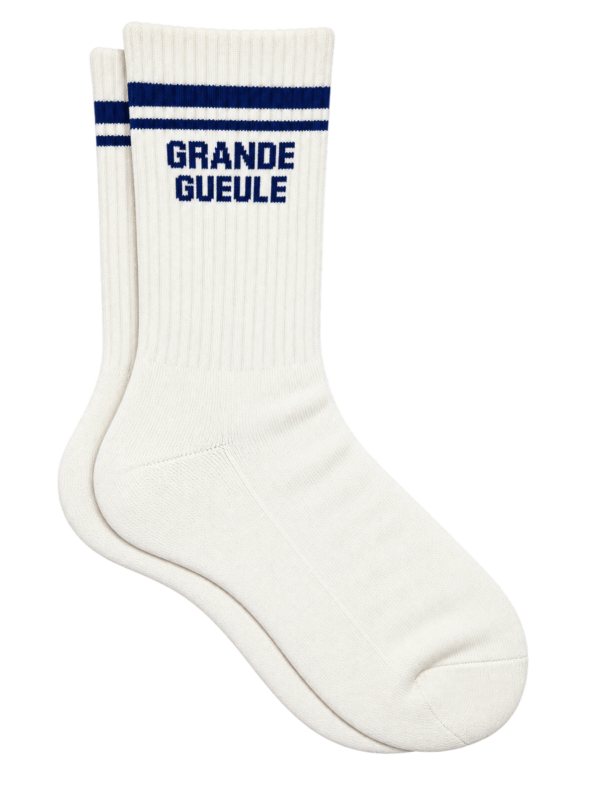 Chaussette homme - message 'GRANDE GUEULE' marine sur fond écru