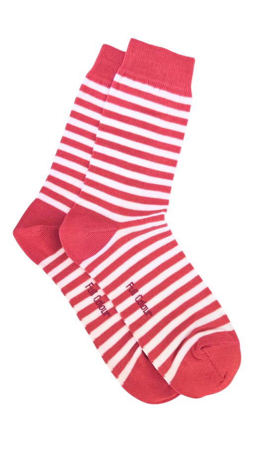 Chaussettes à rayures marinières rose poudré
