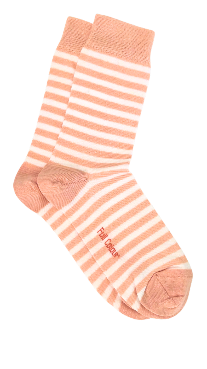 Chaussettes à rayures marinières saumon