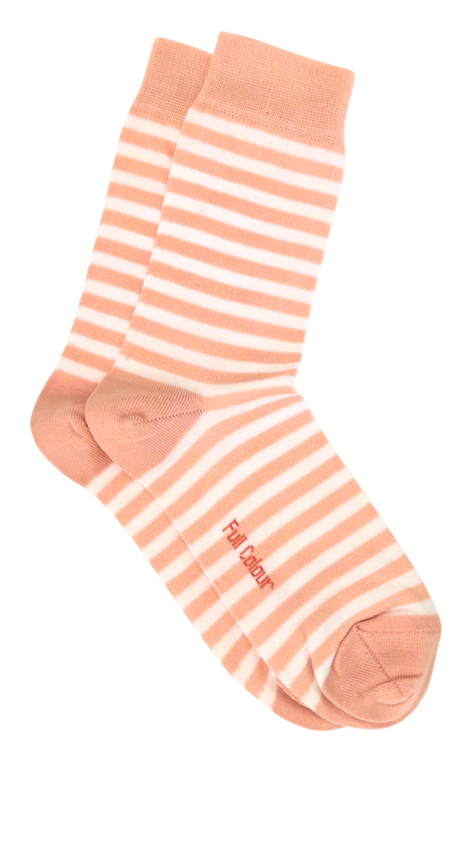 Chaussettes à rayures marinières saumon