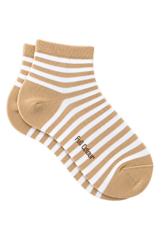 Socquettes à rayures marinières beige