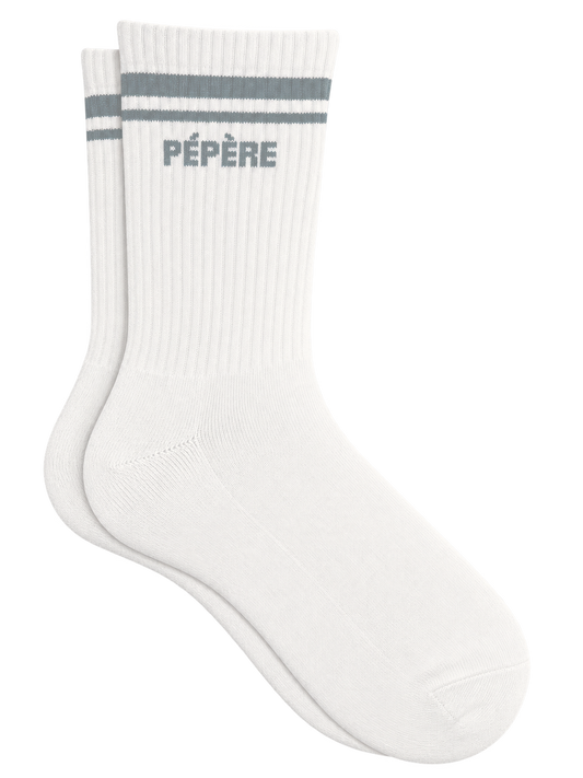 Chaussette homme - message 'PÉPÈRE' gris sur fond écru