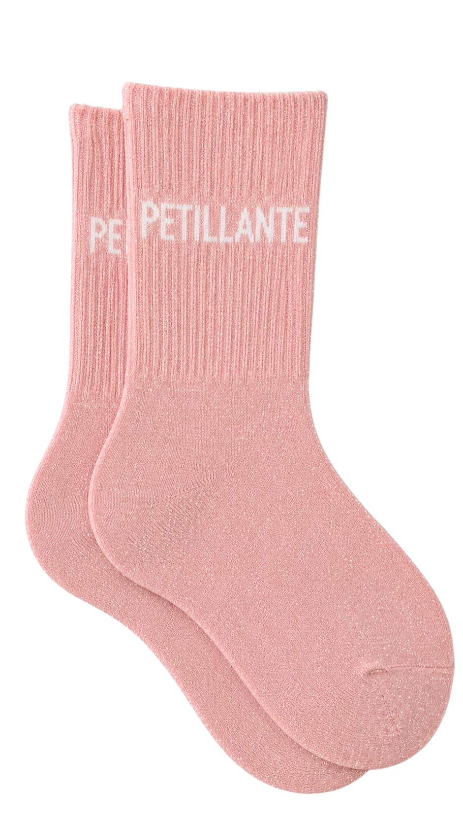 Chaussettes à paillettes avec message "Pétillante" couleur rose