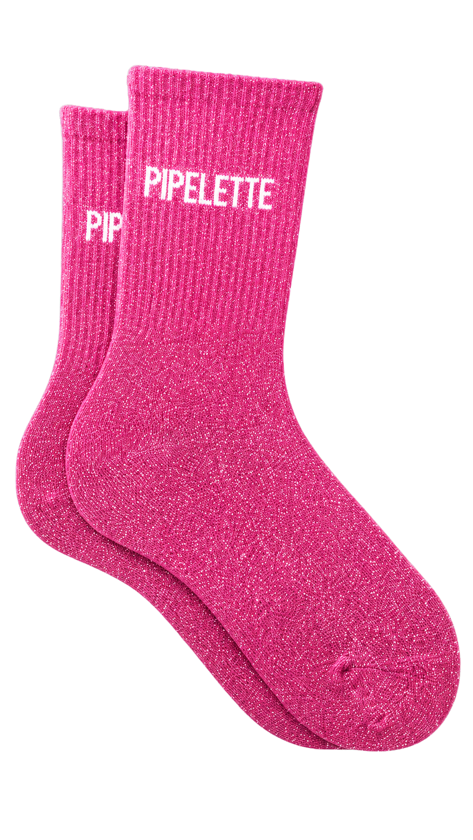 Chaussette à paillettes avec message "Pipelette"