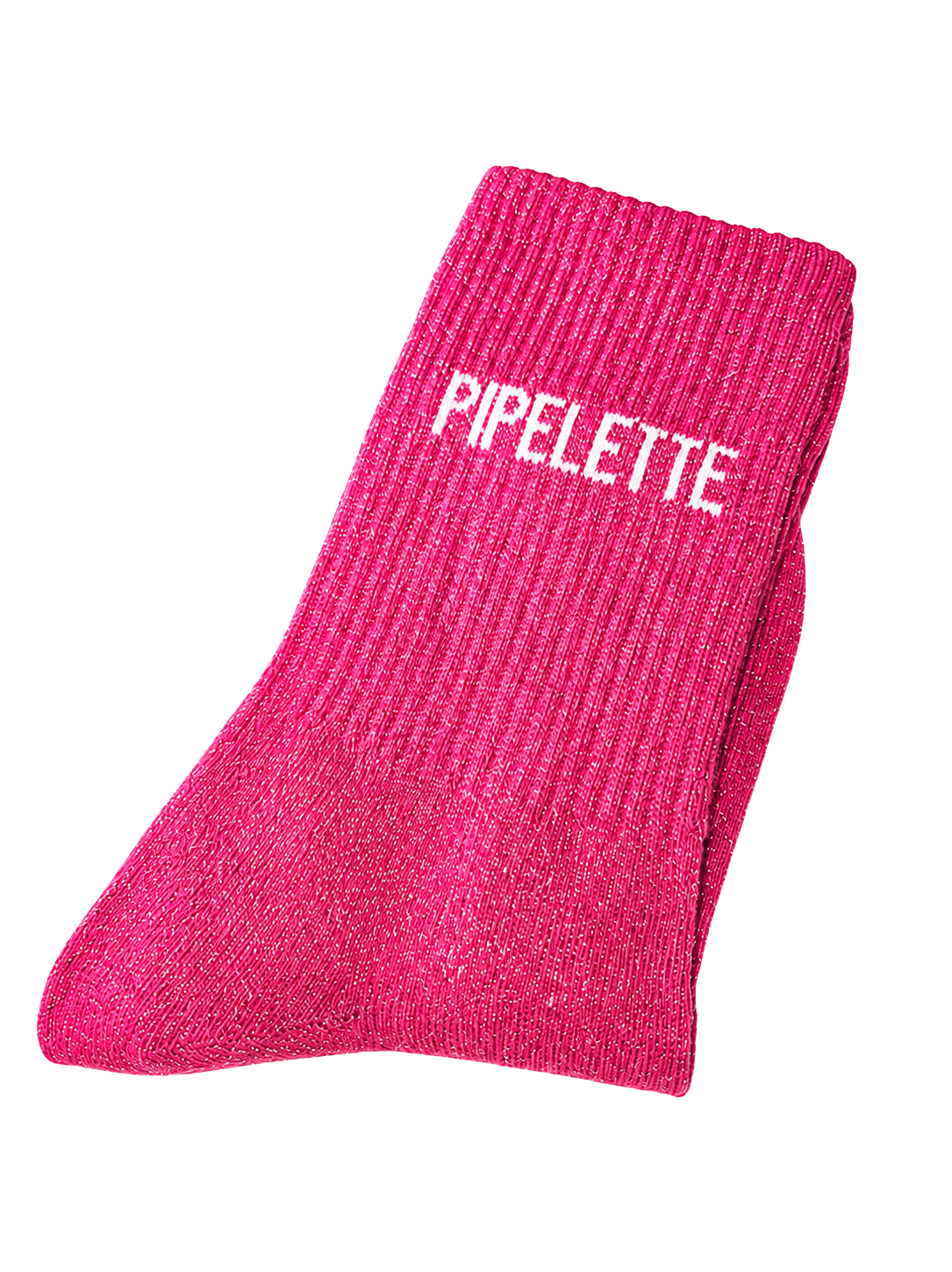 Chaussette à paillettes avec message "Pipelette"