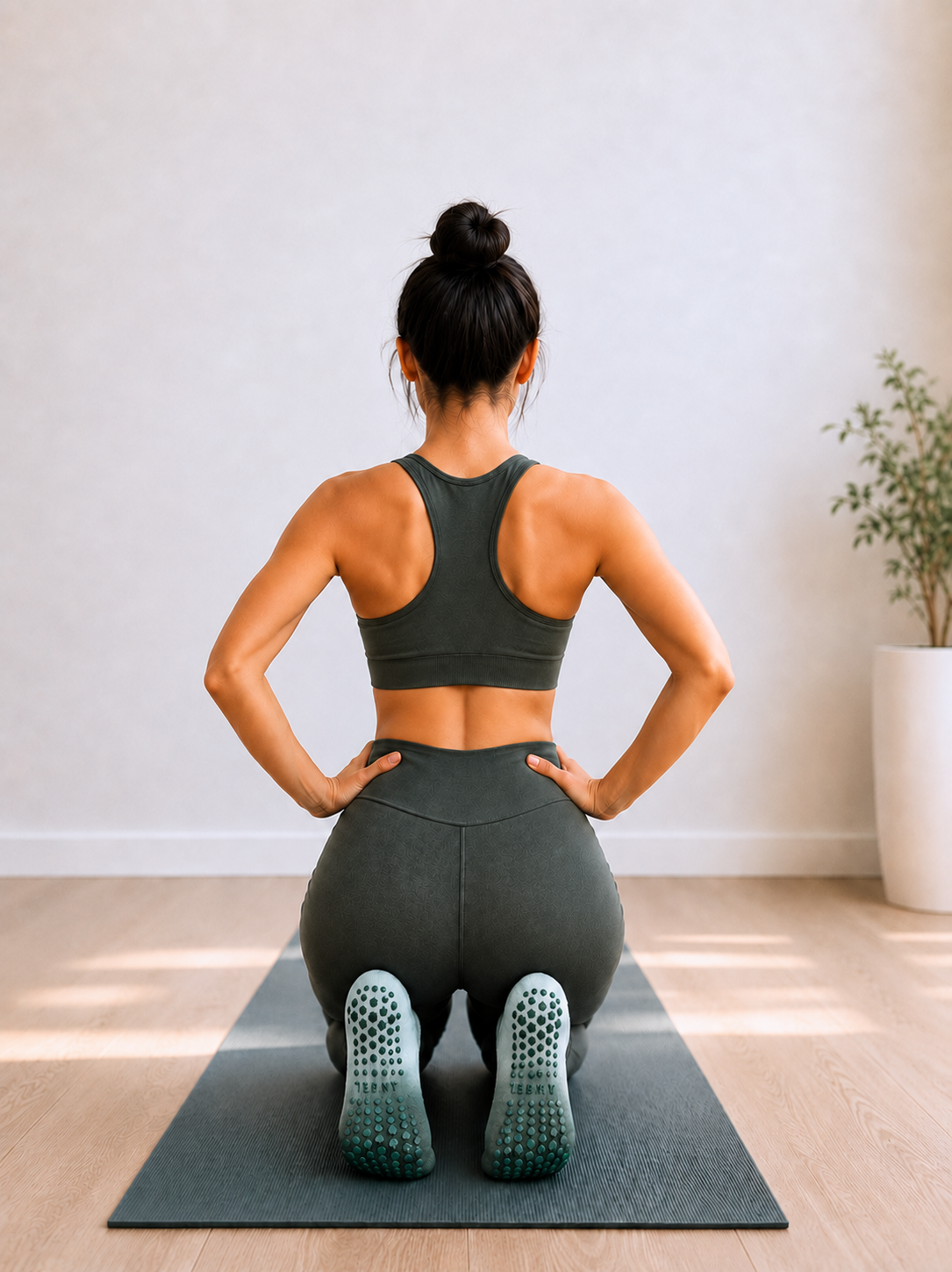 Chaussettes antidérapantes Pilates et yoga blanc et vert dégradé