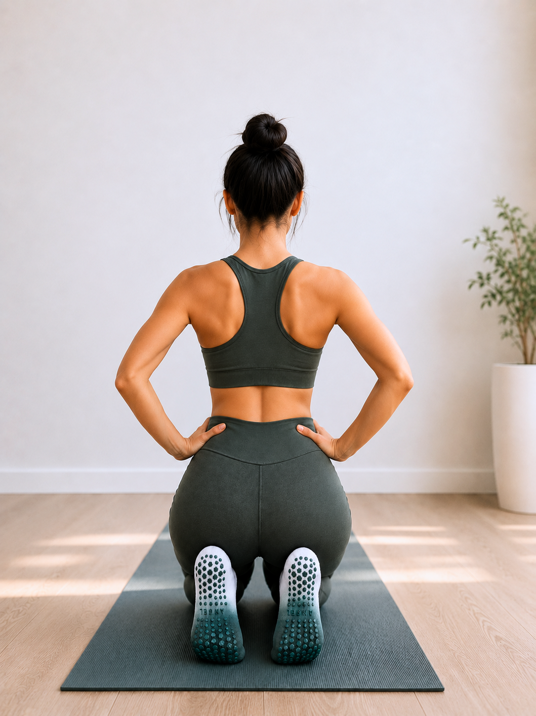 Chaussettes antidérapantes Pilates et yoga blanc et vert dégradé