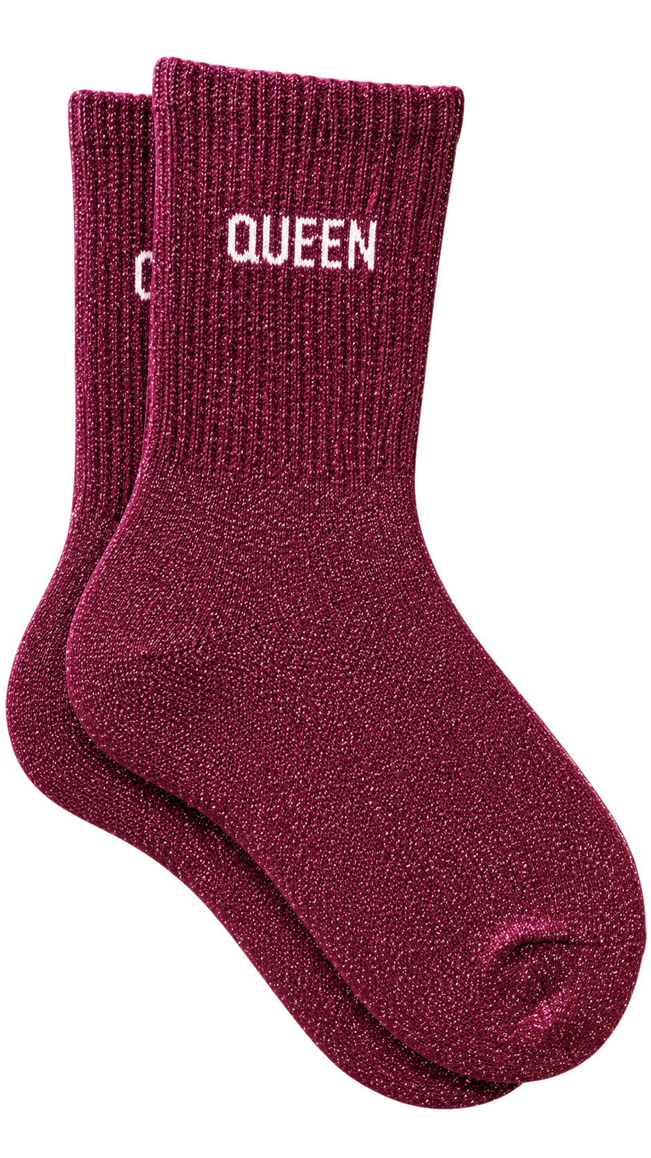 Chaussette à paillettes avec message "Queen" - grenat