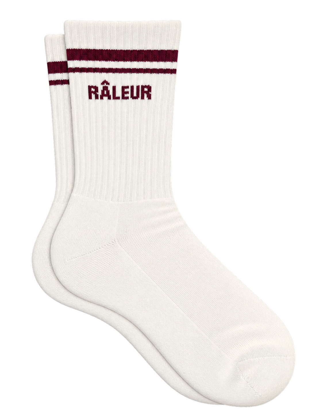 Chaussette homme - message 'RÂLEUR' bordeaux sur fond écru
