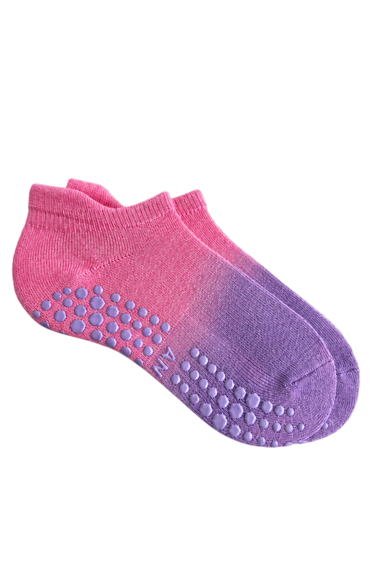 Chaussettes antidérapantes Pilates et yoga rose nuance violet