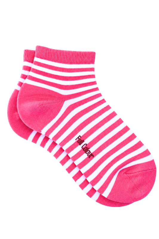 Socquettes à rayures marinières fuschia