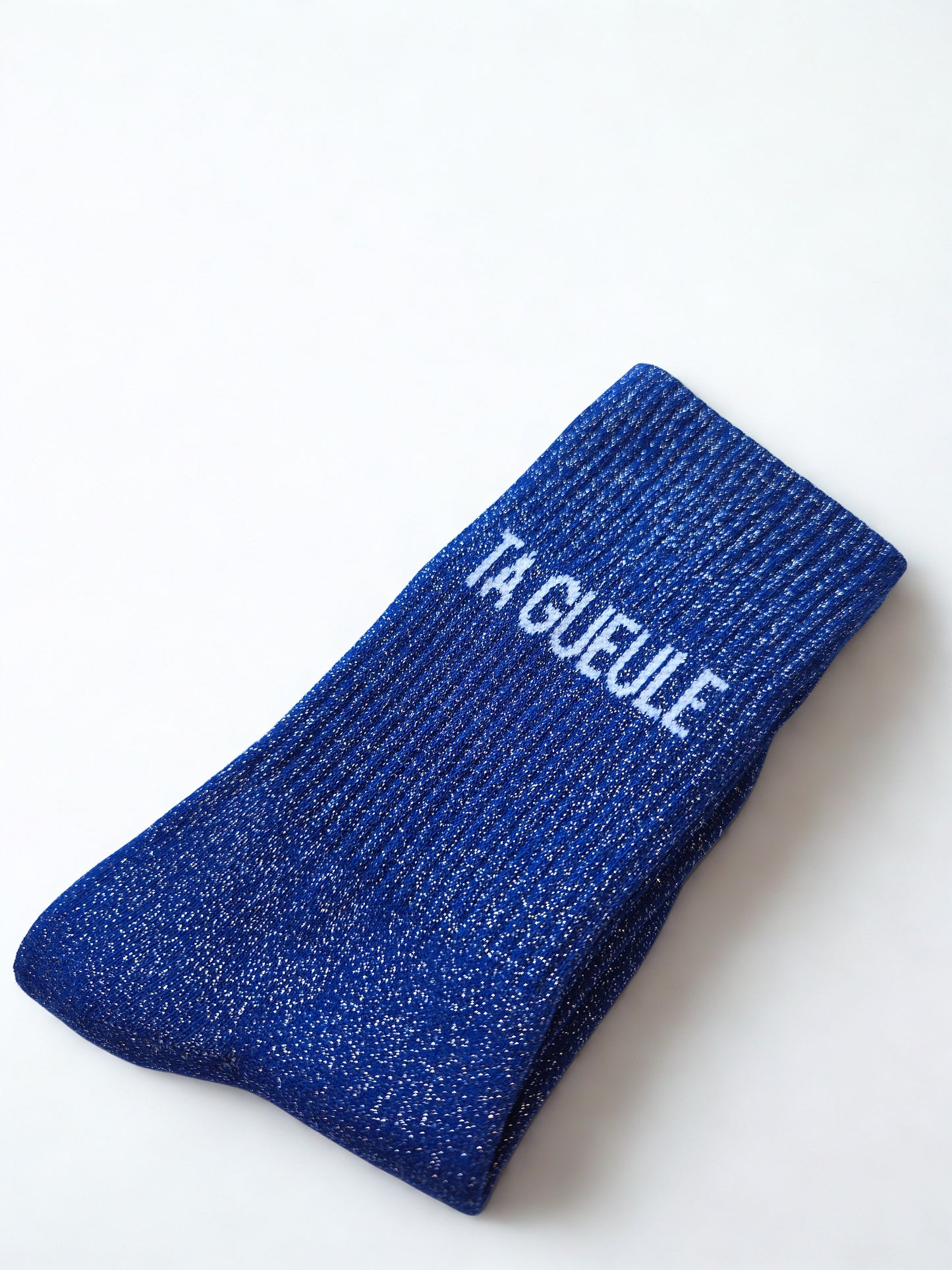 Chaussette à paillettes avec message "Ta Gueule" - bleu marine