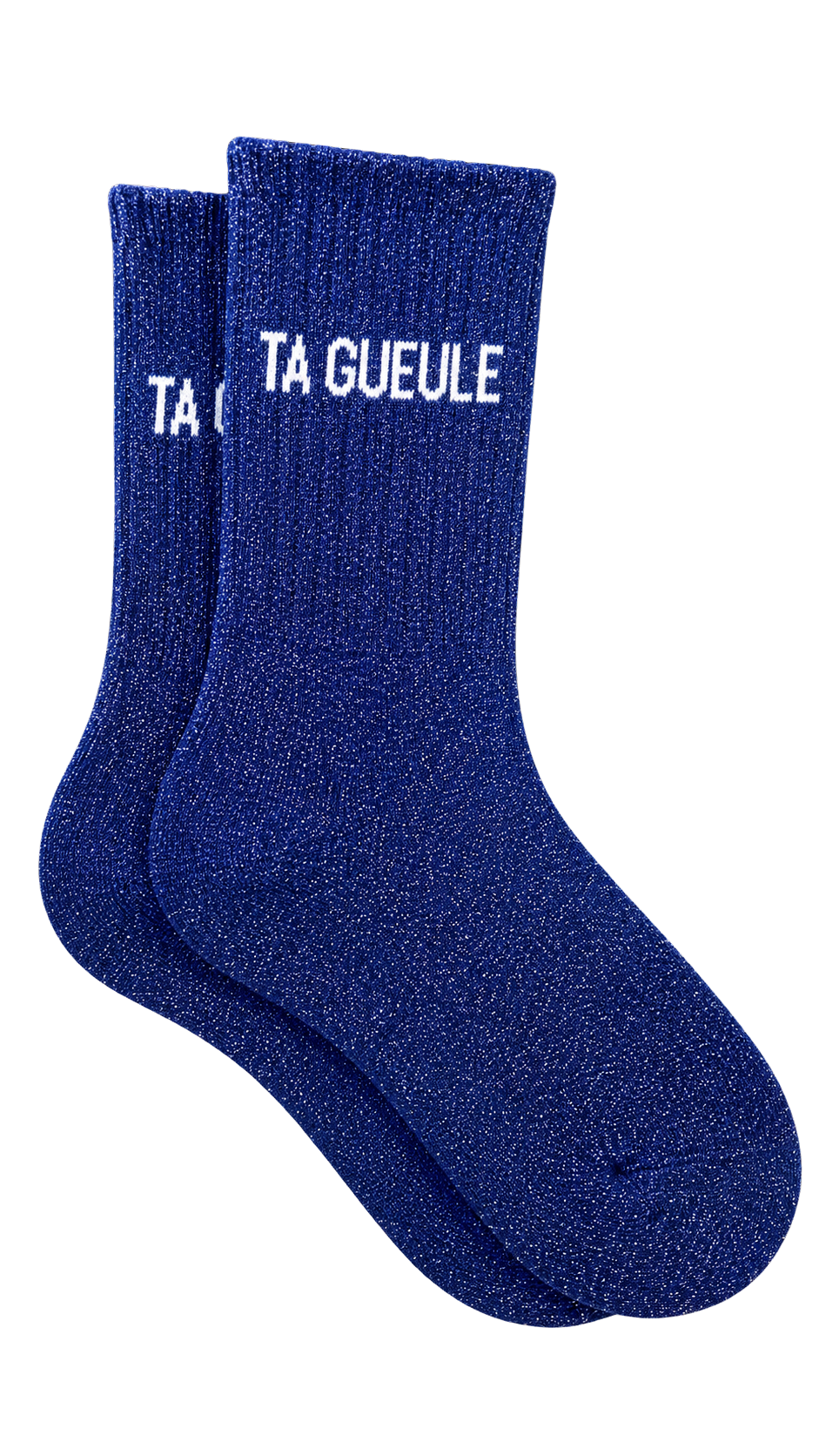 Chaussette à paillettes avec message "Ta Gueule" - bleu marine