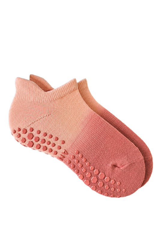 Chaussettes antidérapantes pilates et yoga orange pêche